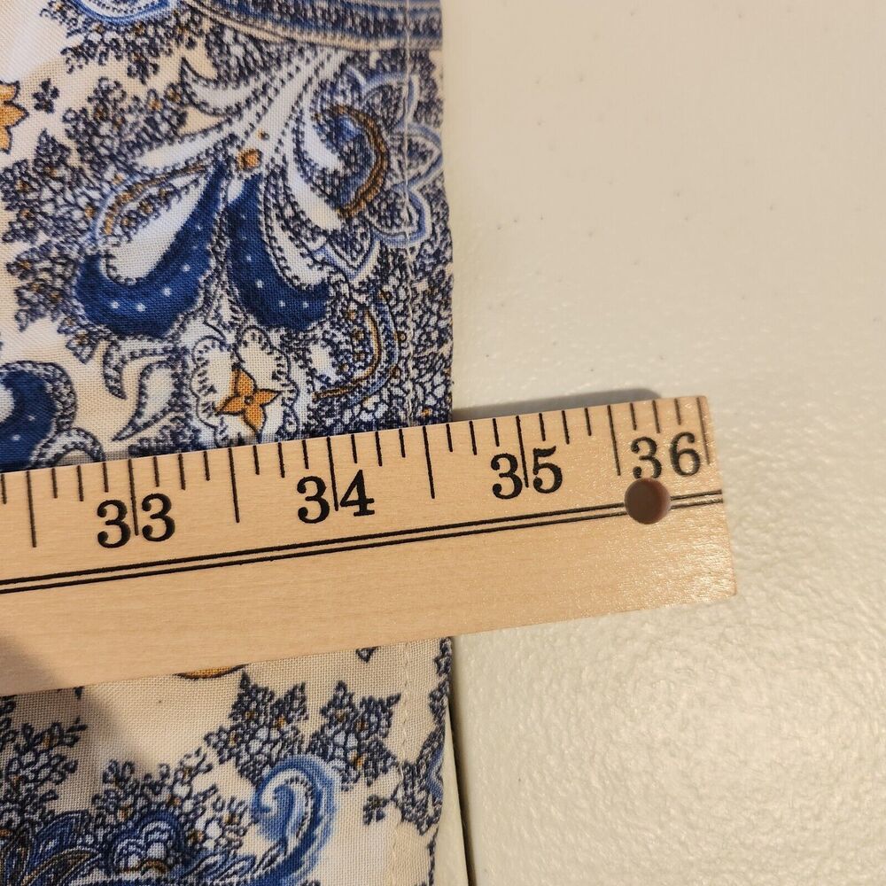 H&M Cream Blue Paisley Fit & Flare Sleeve Shift Mini Dress Size 2 Dainty Flowy - Picture 10 of 12